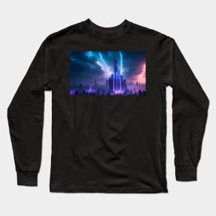 Futuristic city with beautiful sky landscape Long Sleeve T-Shirt